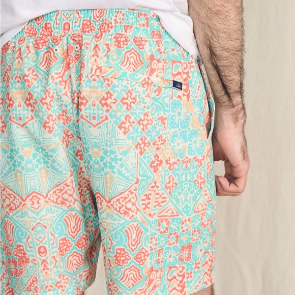 *New* Faherty Shorelite Active Swim Short Tropic Clay Print 7" Inseam, Size XXL - Picture 2 of 9